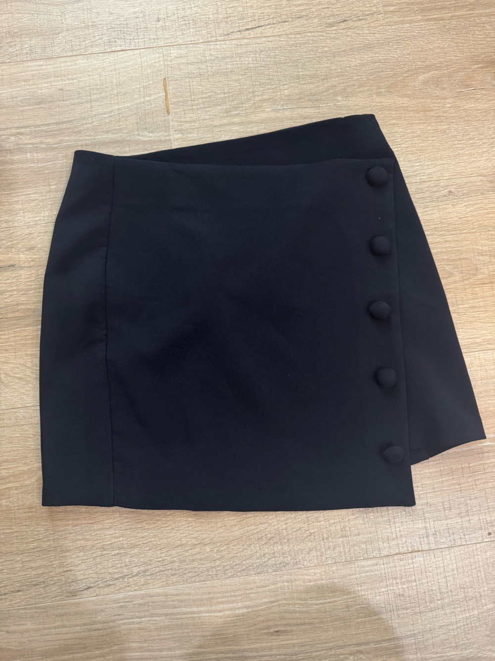 Forever 21 Black Asymmetric Button Mini Skirt